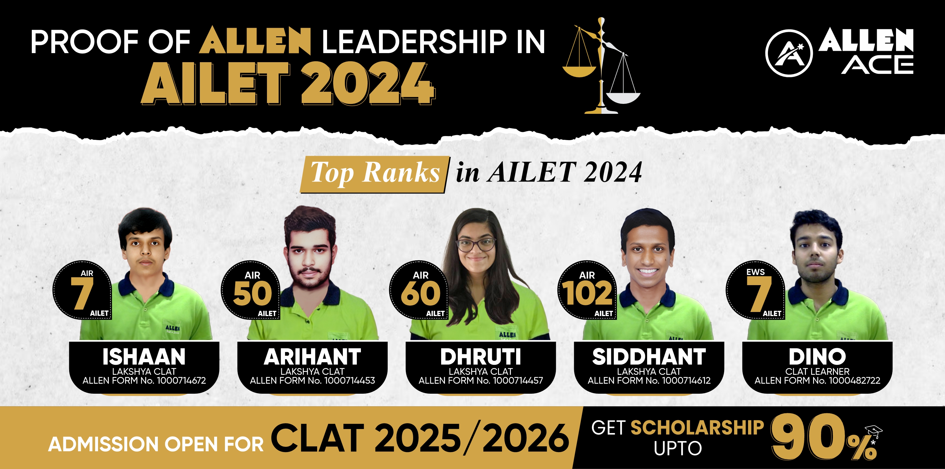 ALLEN ACE Jaipur CLAT Lakshya Test Series Online and Offline